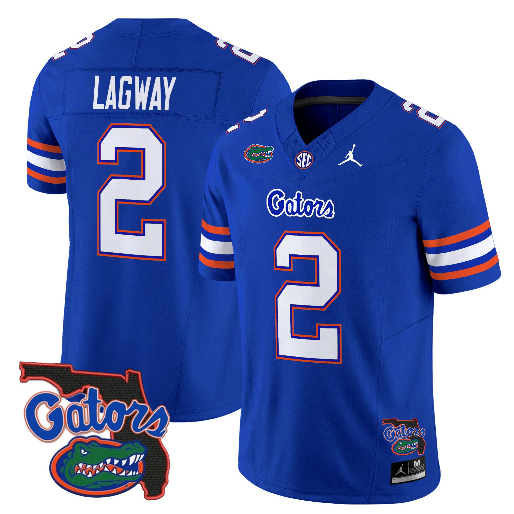 Men Florida Gators #2 Lagway Blue 2024 Florida Patch Vapor Limited NCAA Jersey style 1->ncaa teams->NCAA Jersey